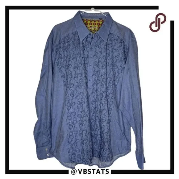 Robert Graham Men's Geometric Button Down Shirt Blue Size‎ 2XL - Picture 3 of 9